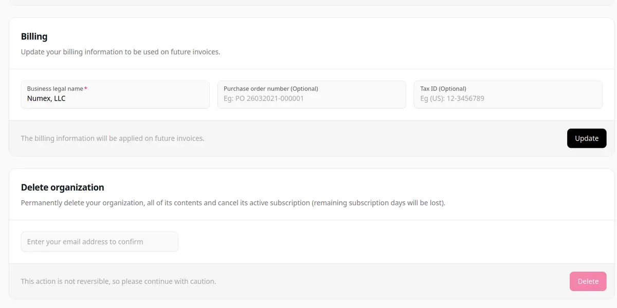 Billing and invoices
