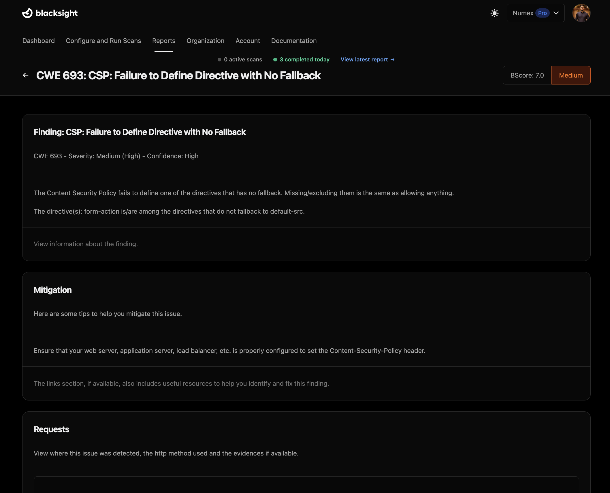 Investigate findings requests